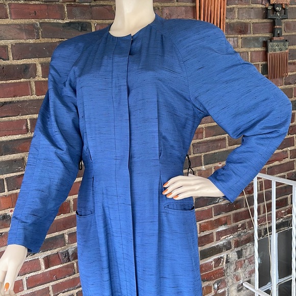 Vintage Tahari Blue Sleek Coat Dress - Picture 11 of 17